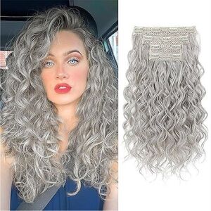 Curly Hair Extensions, 4PCS 16 inch Clip in Hair Extensions Lace Weft Short Curl